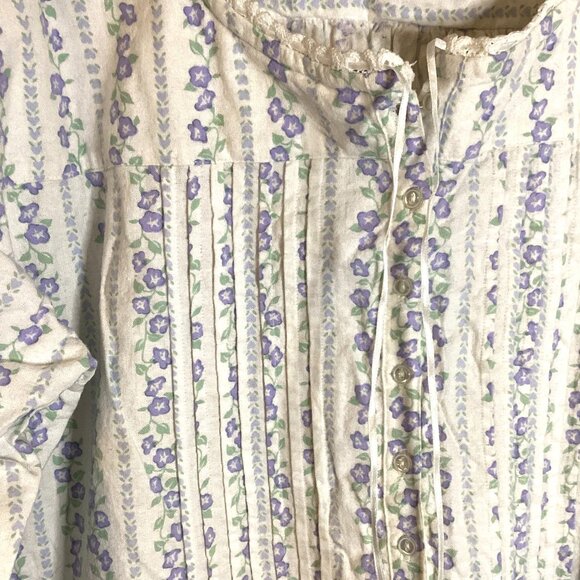 Fairset Women's Vintage Flannel Cotton Floral Long Nightie Nightgown Size L - Picture 5 of 9
